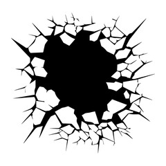 Cracked Wall Bullet Broken Hole, Generative AI.