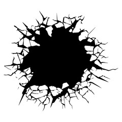 Cracked Wall Bullet Broken Hole, Generative AI. - obrazy, fototapety, plakaty