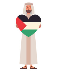 palestine peace man with flag in heart