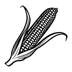 sweet corn doodle illustration. Hand drawn corn illustration, Generative AI.