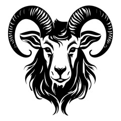 Capricorn head zodiac sign, goat illustration tattoos, Generative AI.