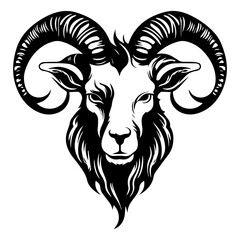 Capricorn head zodiac sign, goat illustration tattoos, Generative AI.
