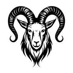 Capricorn head zodiac sign, goat illustration tattoos, Generative AI.