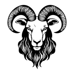 Capricorn head zodiac sign, goat illustration tattoos, Generative AI.