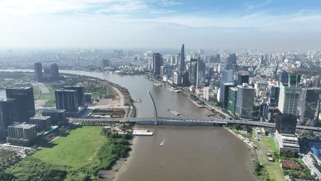 View ba Son Bridge in Ho Chi Minh City, Viet Nam
