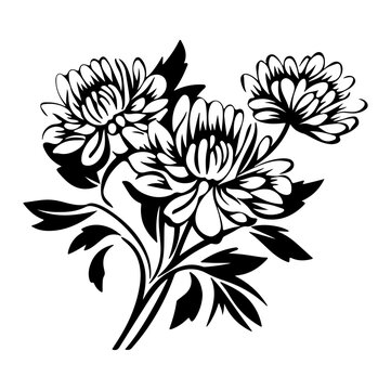 black and white chrysanthemum flowers clip art preview