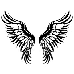 angel wings, Bird wings vector illustration tattoo style. Hand drawn design element, Generative AI.	