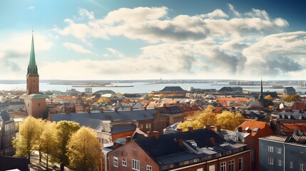 City of Gothenburg rooftops panoramic view
