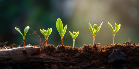 step-by-step process of plant growth—a green journey from seed to sprout, symbolizing nature's resilience and the cycle of life.
