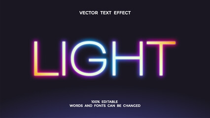 multicolored neon light editable text effect