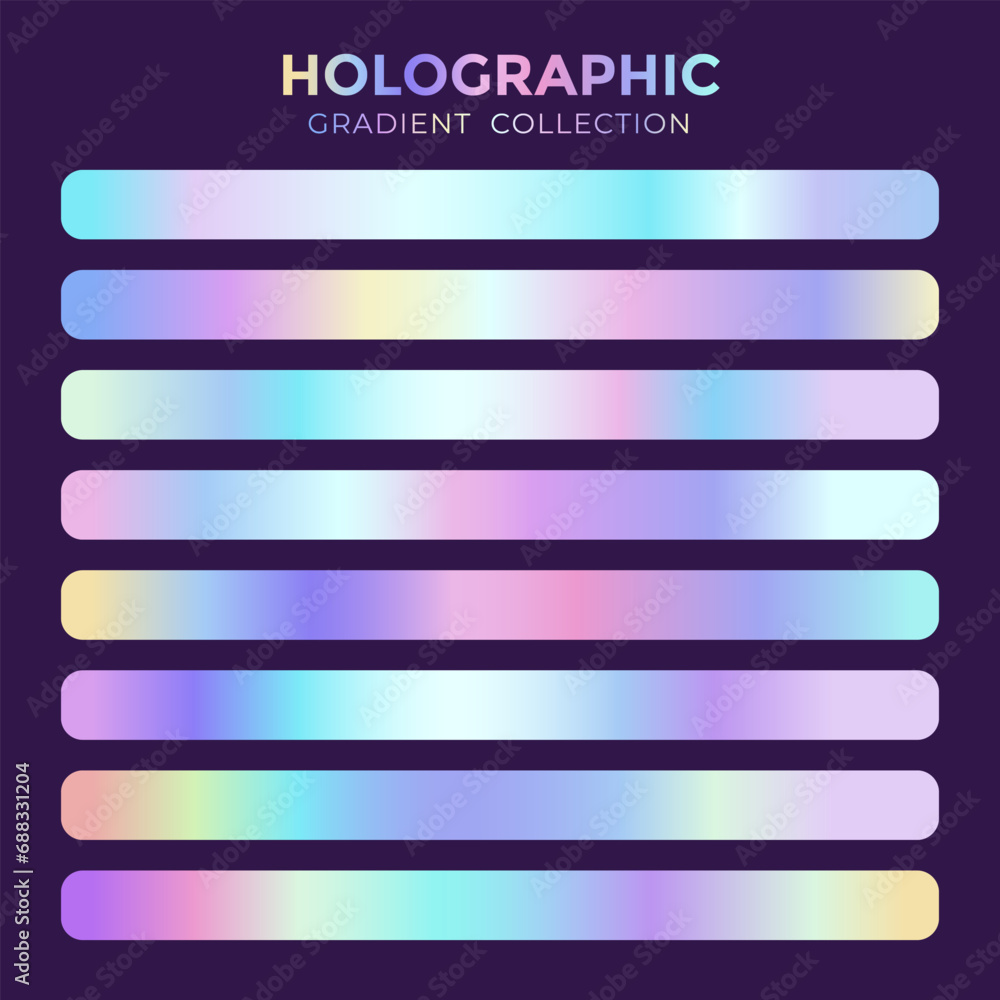 Poster set of holographic gradients vector element