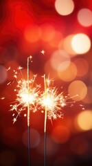 Bright Bengal sparkler on blur red gold background
