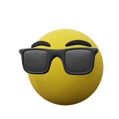 3d emoji with sunglasses icon isolated on transparent background png