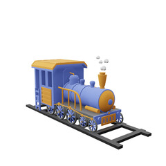 old steam locomotive train in 3d render. travel or vacation theme transportation