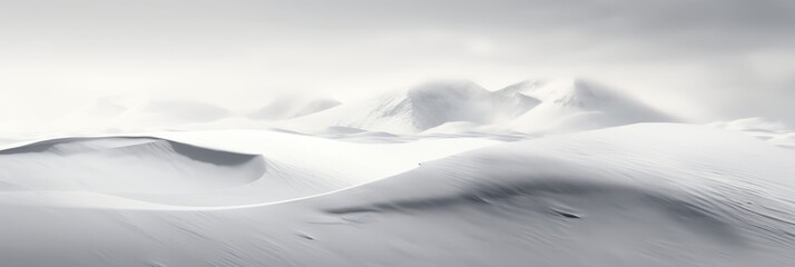 Obraz premium A Serene and Pristine Abstract Minimalist Snowy Hillside Panorama, Evoking the Tranquil Solitude of a Winter's Dream in Monochrome