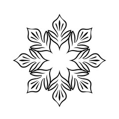 Baroque swirls floral ornamental circular frame element for related graphic design purpose.