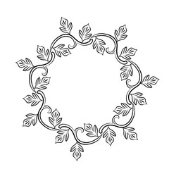Baroque swirls floral ornamental circular frame element for related graphic design purpose.