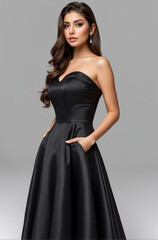 portrait of a beautiful woman in black dress