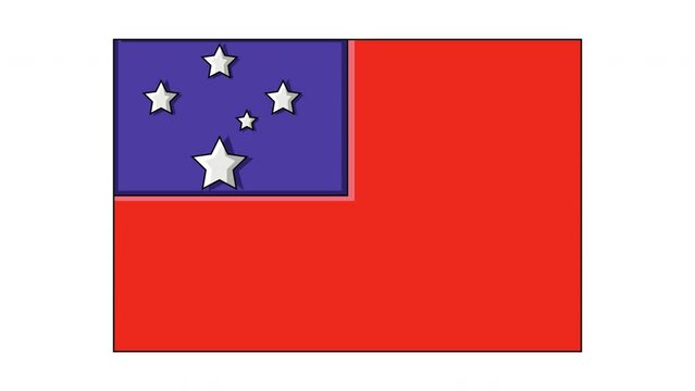 Animation forms the flag icon for the country of Samoa