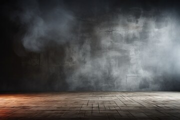 floor concrete dark Texture background mist fog haze cement old rough blank dirty material construction abstract grunge design room empty architecture surface nobody - obrazy, fototapety, plakaty