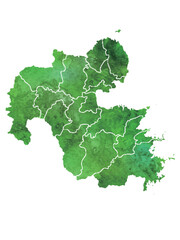 大分　地図　水彩　緑　アイコン