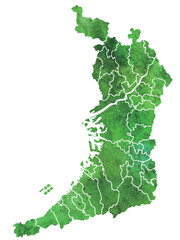 大阪　地図　水彩　緑　アイコン