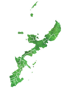沖縄　地図　水彩　緑　アイコン