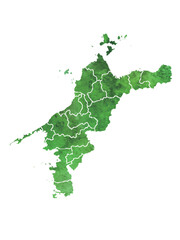 愛媛　地図　水彩　緑　アイコン