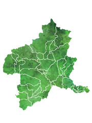 Obraz premium 群馬 地図 水彩 緑 アイコン