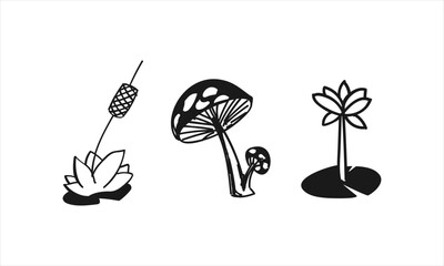 Hand Drawn Water Lily Plants Doodle