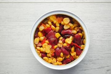 canned sweet corn and red beans with turn 
