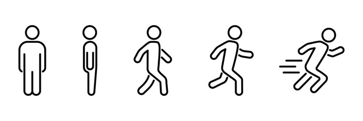 Running and walking people icons. Vector illustration,   editable strokes - obrazy, fototapety, plakaty