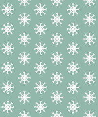Vector seamless pattern of snowflakes isolated on mint background