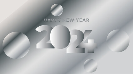 NEW YEAR 2024 BANNER CELEBRATION ABSTRACT BACKGROUND MODERN GRADIENT COLOR DESIGN. NEW YEAR GREETINGS AND INVITATIONS SIMPLE VECTOR
