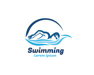 summer abstract swimming logo design template illustration inspiration