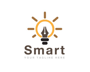 smart creative pen education learning logo icon symbol design template illustration inspiration