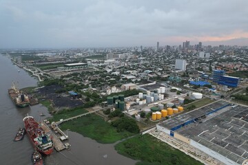 Aerial view from over Barranquilla, Colombia