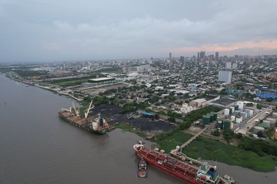 Aerial view from over Barranquilla, Colombia