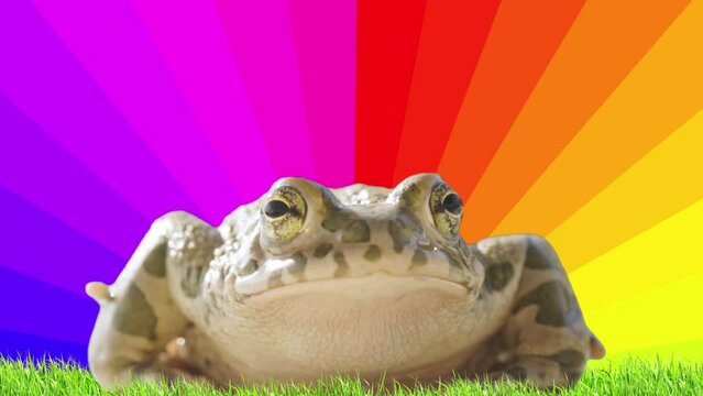 toad with clouds rainbow pattern