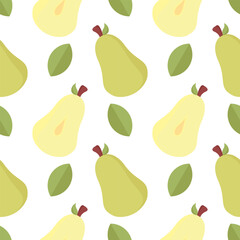 seamless pattern of pear illustrations on a white background