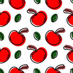 cherry fruit hand drawn seamless pattern on white background