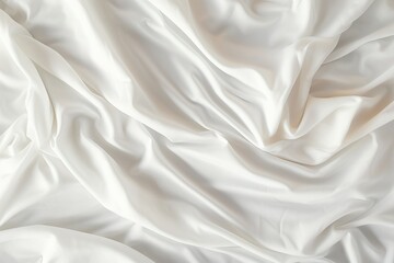 focus Soft sleep night bedroom sheet bed unmade surface Close rippled texture fabic wrinkled White fabric background bedding duvet comfort clothes design material - obrazy, fototapety, plakaty