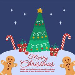 christmas and new year greeting card for social media post