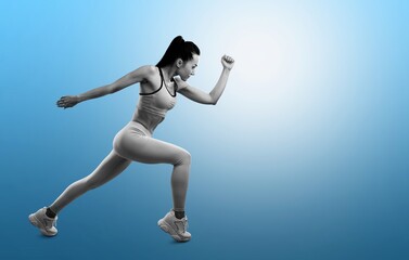 Sport backgrounds. Young Runner woman on the start.