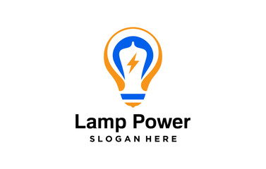 power lamp negative space modern logo design