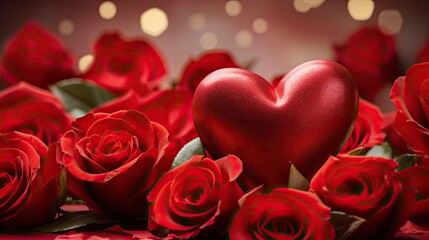 red rose petals and heart, romance background