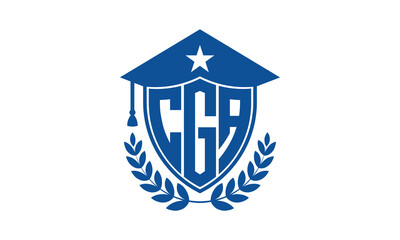 CGA three letter iconic academic logo design vector template. monogram, abstract, school, college, university, graduation cap symbol logo, shield, model, institute, educational, coaching canter, tech
