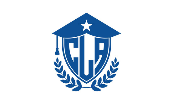 CLA three letter iconic academic logo design vector template. monogram, abstract, school, college, university, graduation cap symbol logo, shield, model, institute, educational, coaching canter, tech