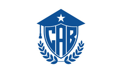 CAB three letter iconic academic logo design vector template. monogram, abstract, school, college, university, graduation cap symbol logo, shield, model, institute, educational, coaching canter, tech