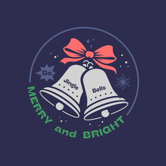 New Year greeting card design with Christmas bells. Vector illustration